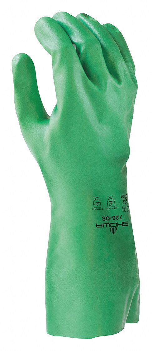 GLOVES GREEN SIZE 10, NEOPRENE CHEMICAL RESISTANT MEETS EN/ISO 374-TYPE A /B & 5