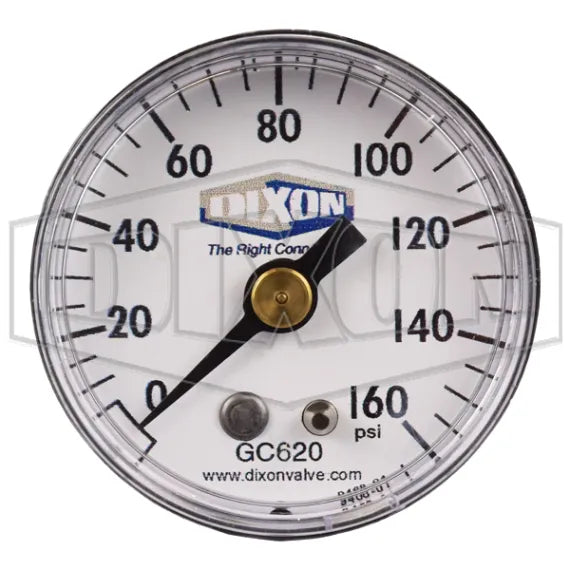 PRESSURE GAUGE (1-1/2", 0-160 PSI) 1/8" NPT BACK MOUNT 06C, R74G REGULATOR GC620