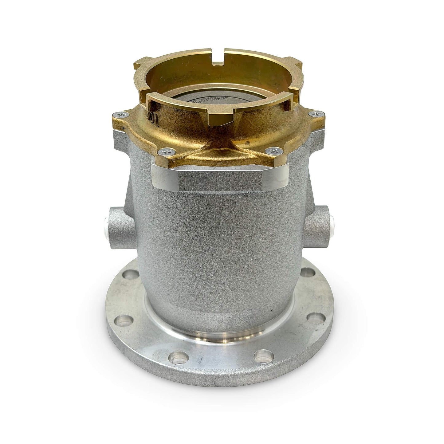 F444 BOTTOM LOADING ADAPTER (INTERNATIONAL STANDARD) (3" TTMA FLANGE X 2-1/2" 3-LUG BAYONET FLANGE, MS 24484 TYPE, 1/4" NPT PORTS)