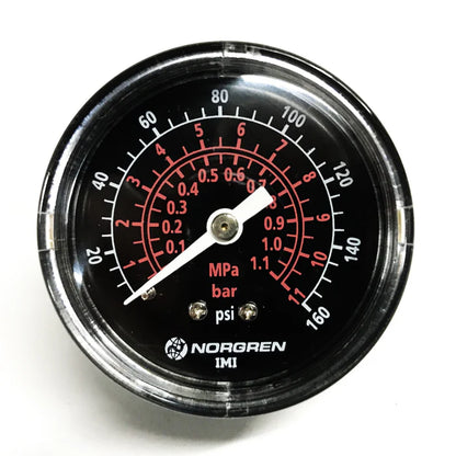 PRESSURE GAUGE (1-1/2", 0-160 PSI) 1/8" NPT BACK MOUNT 06C, R74G REGULATOR GC620