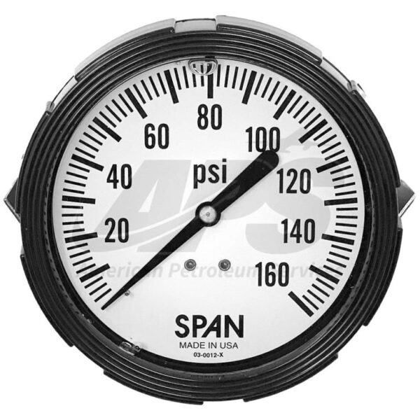 LIQUID FILLED PRESSURE GAUGE (2-1/2", CENTER BACK MOUNT, 1/4" NPT, W/ U-CLAMP, 0-160 PSIG) MODEL LFP-220-160G