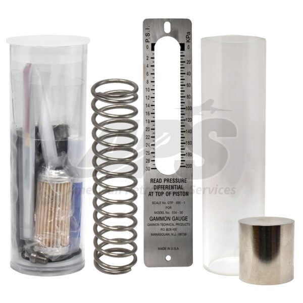 GAMMON GAUGE REBUILD KIT (0-30 PSI, W/ PISTON, GLASS CYLINDER, SPRING, & SCALE) (REPLACES GTP-9060)